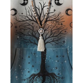 Plus Size, Women's Plus Floral Gradient Print Comfortable Versatile Hoodie, No Accessories Included