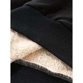 Plus Size - Women'S Cozy Thickened Llama Hoodie - Black with Golden Butterfly & Heart Design, Long Sleeve Pullover with Kangaroo Pocket, Casual Fall/Winter Wear, Cozy Clothing | Butterfly Heart Design | Kangaroo Pocket Hoodie, Cute Hoodie