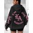 Los Angeles Letter Print Casual Hooded Sweatshirt - Long Sleeves Oversized Hooded Sweatshirt with Popular Extension