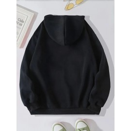 Plus Size - Women'S Cozy Fleece-Lined Hoodie with Fox & Floral Design - Warm Autumn/Winter Pullover, Casual Long Sleeve Sweatshirt, Black, Cozy Clothing | Casual Style Hoodie | Soft Texture Hoodie