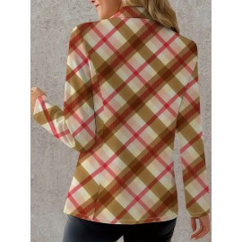 Plus Size - Women'S Plus Size Elegant Minimalist Solid Green Suit Jacket - Structured Lapel Collar, Single-Button Closure, Tailored Fit for Fall/Winter, Versatile for Casual & Formal Occasions, Durable & Comfortable Professional & Everyday Outerwear