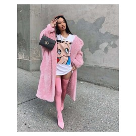 Women's Winter Warm Coat with Reversible Fleece Collar & Button Front Placket - Machine Washable Solid Color Cold-Weather Jacket for Fall and Winter Outerwear