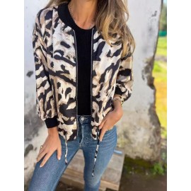 Women's Plus-Size Zebra Print Blazer Jacket - Full-Zip Front Closure, Golden-Tone Zipper & Black/White Stripes, All-Season Casual to Semi-Formal Outerwear, Machine Washable Tunic-like Jacket for Women (No Bulk, Structured Fit) - Medium Stretch Fabric, Full-Length Zipper, Chic & Versatile Design, Suitable for Layering or Standalone Wear, Plus-Size Friendly, Eye-Catching Zebra Stripe Jacket