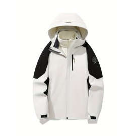 Women's 3-in-1 Ski Jacket - Color Block, Windproof & Waterproof with Hooded Outerwear for Winter Sports