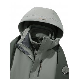 Women's 3-in-1 Ski Jacket - Color Block, Windproof & Waterproof with Hooded Outerwear for Winter Sports