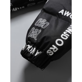 Women's Fashion Outdoor Softshell Jacket With Unique Letter Pattern, High Collar, Autumn/Winter Sports Style