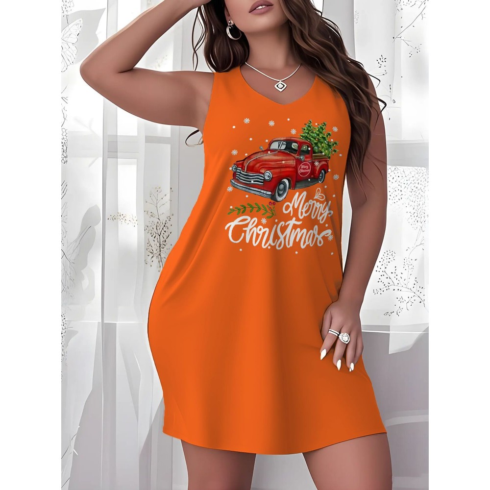 Pride Month truck truck Christmas tree family Christmas thanksgiving gift friend family Plus Size Women'S Sleeveless Pajamas, Solid Color Nightdresses, Comfortable Loungewear, Mother'S Day Gifts, Gifts of Love