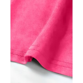 Plus Size Women's Oversized H-Line Dress - Short Sleeve A-Line Knee-Length Black & White Print Dress with 