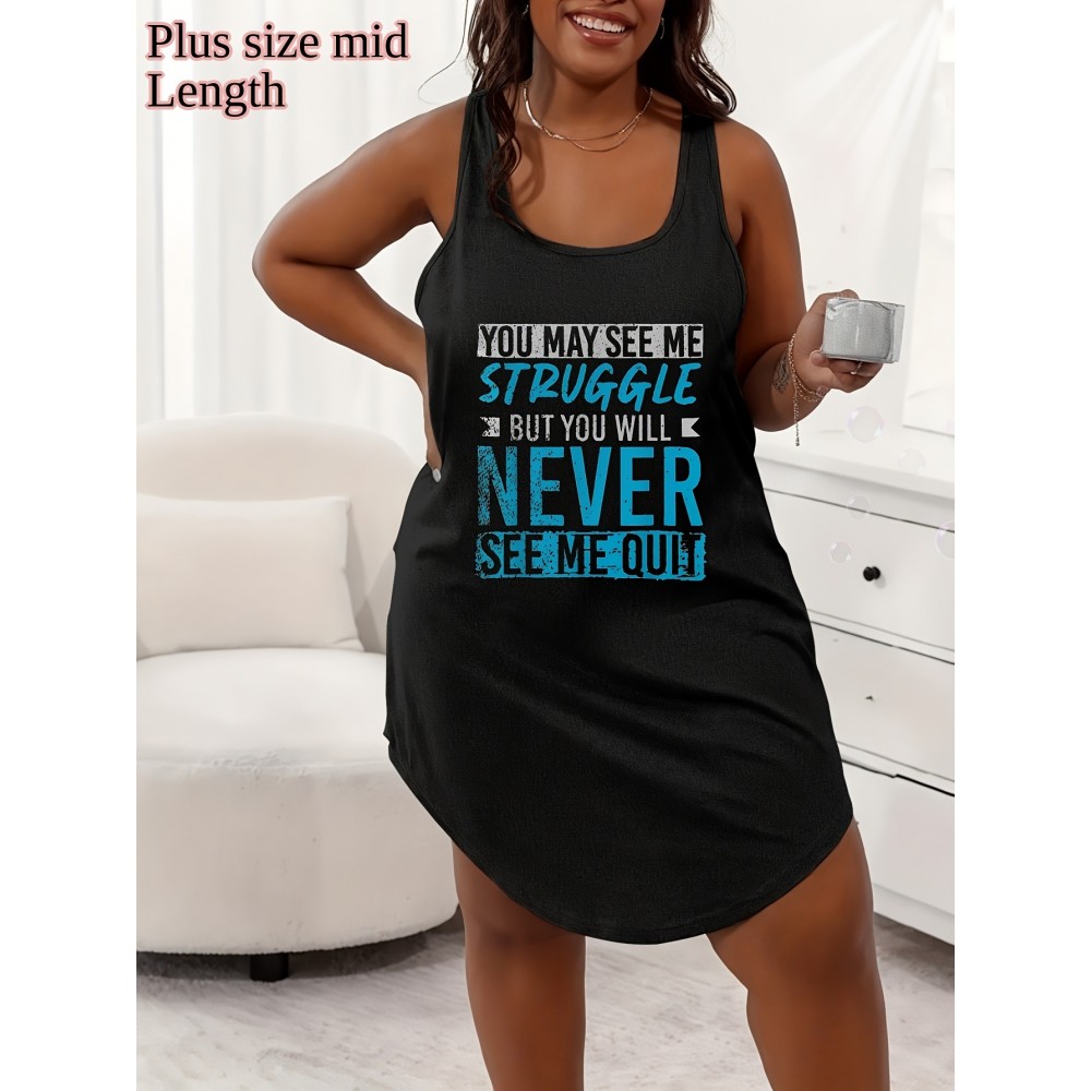 Lady's oversized dress Gray Dress with Inspirational Message 100%, breathable womens tops